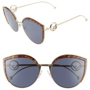 Blue Cat Eye Metal Gradient Oversized Sunglasses